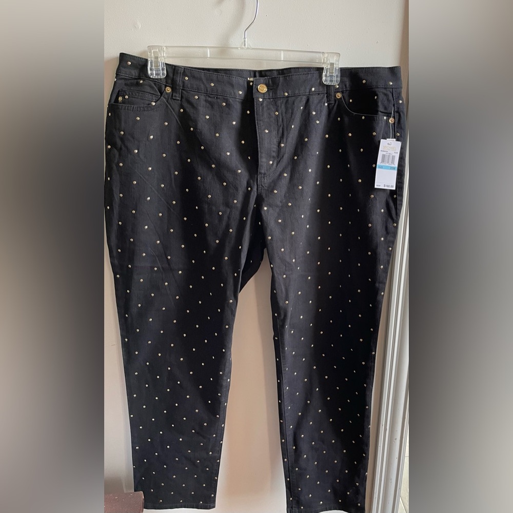 NWT: Michael Kors black gold studded jeans.